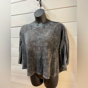 DEX Grey Washed Cropped Jersey Top – Size 2X